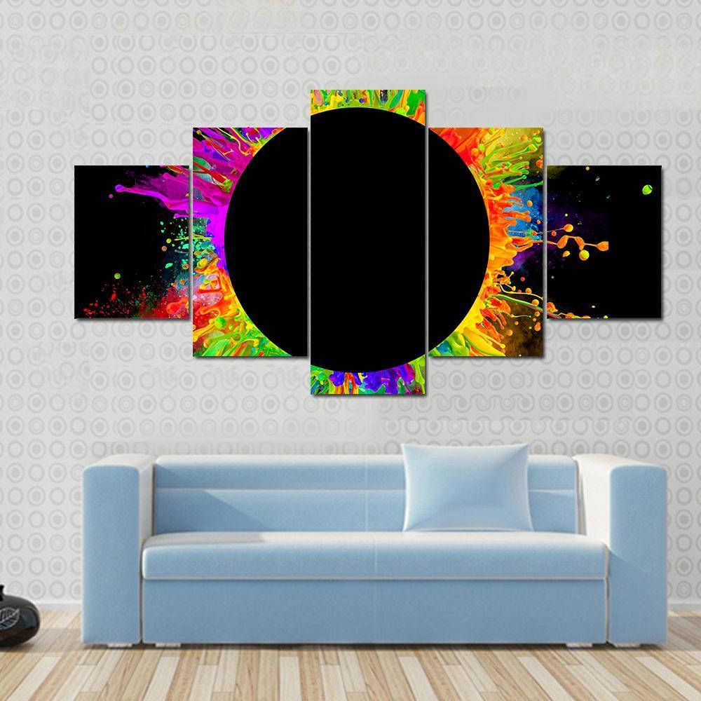 Colored Splashes - Abstract 5 Panel Canvas Art Wall Decor Colored Splashes - Abstract 5 Panel Canvas Art Wall Decor