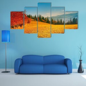 Colorful Autumn Landscape - Nature 5 Panel Canvas Art Wall Decor