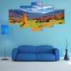 Colorful Autumn Panorama Of Mountain Village - Nature 5 Panel Canvas Art Wall Decor