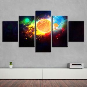 Colorful Basketball - Sport 5 Panel Canvas Art Wall Decor