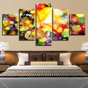 Colorful Beautiful Butterfly - Animal 5 Panel Canvas Art Wall Decor
