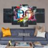 Colorful Buddha 01 - Religion 5 Panel Canvas Art Wall Decor