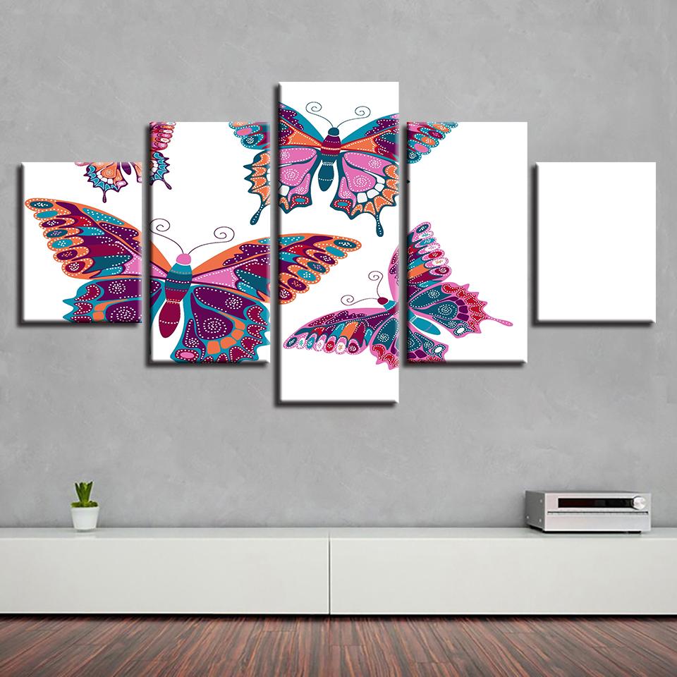 Colorful Butterfly 03 - Animal 5 Panel Canvas Art Wall Decor Colorful Butterfly 03 - Animal 5 Panel Canvas Art Wall Decor