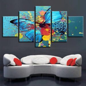 Colorful Butterfly - Abstract Animal 5 Panel Canvas Art Wall Decor