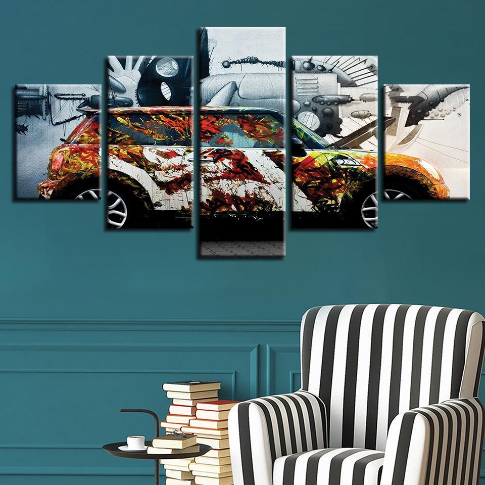Colorful Car 1 - Automative 5 Panel Canvas Art Wall Decor Colorful Car 1 - Automative 5 Panel Canvas Art Wall Decor