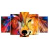 Colorful Dog - Abstract Animal 5 Panel Canvas Art Wall Decor