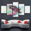 Colorful Eagle - Animal 5 Panel Canvas Art Wall Decor