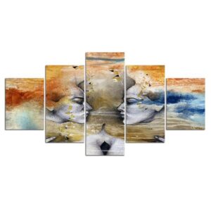 Colorful Face -Abdtract 5 Panel Canvas Art Wall Decor