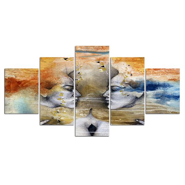 Colorful Face -Abdtract 5 Panel Canvas Art Wall Decor Colorful Face -Abdtract 5 Panel Canvas Art Wall Decor