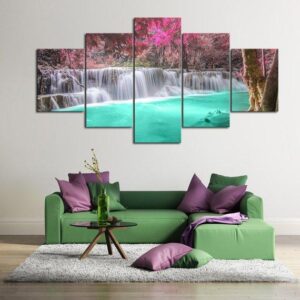Colorful Falls - Nature 5 Panel Canvas Art Wall Decor