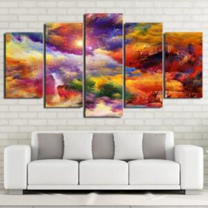 Colorful Fantasy Dream - Abstract 5 Panel Canvas Art Wall Decor