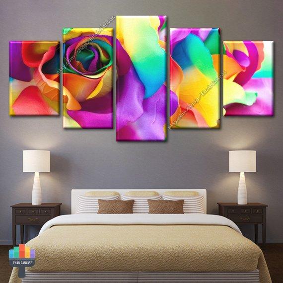 Colorful Flower Beautiful Flowers - Abstract 5 Panel Canvas Art Wall Decor Colorful Flower Beautiful Flowers - Abstract 5 Panel Canvas Art Wall Decor