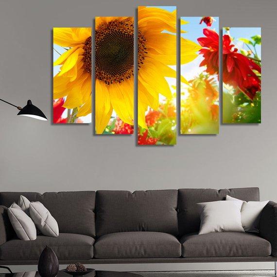 Colorful Flowers 02 - Nature 5 Panel Canvas Art Wall Decor Colorful Flowers 02 - Nature 5 Panel Canvas Art Wall Decor