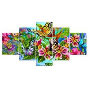 Colorful Flowers 03 - Nature 5 Panel Canvas Art Wall Decor