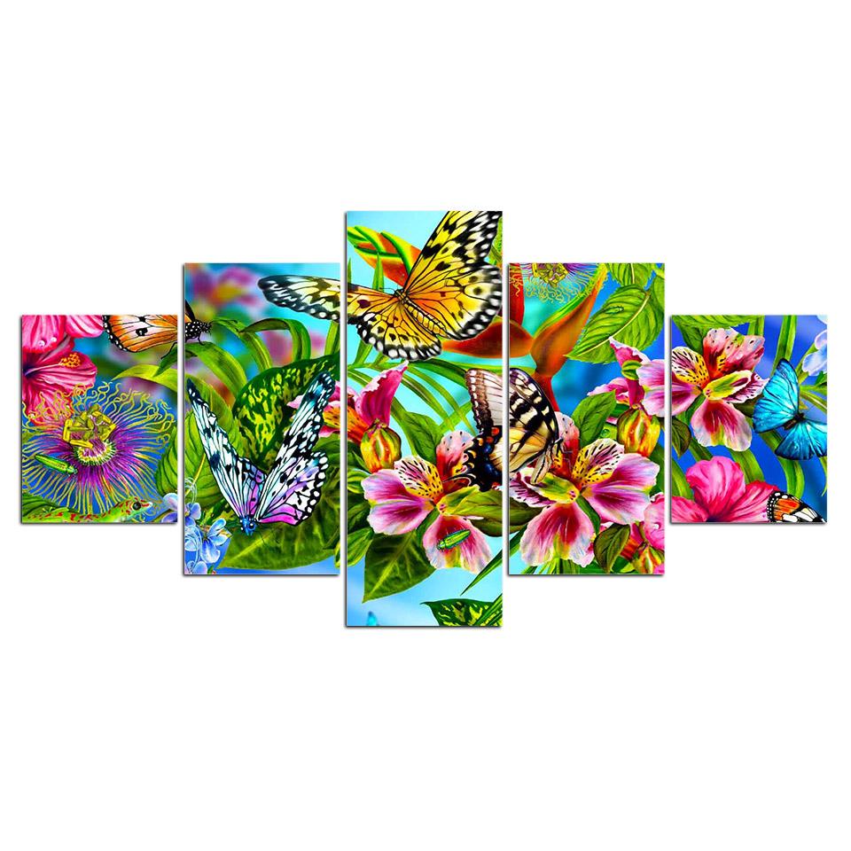 Colorful Flowers 03 - Nature 5 Panel Canvas Art Wall Decor Colorful Flowers 03 - Nature 5 Panel Canvas Art Wall Decor