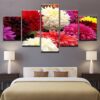 Colorful Flowers Bloom - Nature 5 Panel Canvas Art Wall Decor
