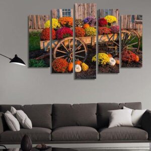 Colorful Flowers - Nature 5 Panel Canvas Art Wall Decor