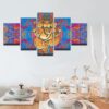 Colorful Ganesh - Religion 5 Panel Canvas Art Wall Decor