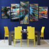 Colorful Hair Figure Beautiful Woman - Abstarct 5 Panel Canvas Art Wall Decor