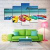 Colorful Kayaks - Nature 5 Panel Canvas Art Wall Decor