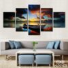 Colorful Landscape And Long-Tailed Boat - Nature 5 Panel Canvas Art Wall Decor