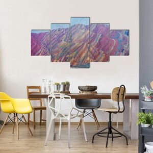 Colorful Landscape Of Rainbow Mountains At Zhangye In China - Nature 5 Panel Canvas Art Wall Decor