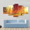 Colorful Morning In Winter - Nature 5 Panel Canvas Art Wall Decor