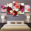 Colorful Roses Flowers 03 - Nature 5 Panel Canvas Art Wall Decor