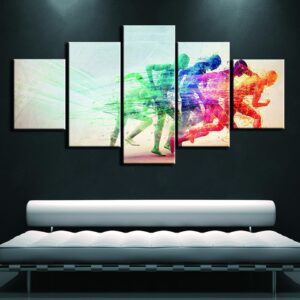 Colorful Running - Abstract 5 Panel Canvas Art Wall Decor