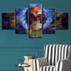 Colorful Skull 1 - Abstract 5 Panel Canvas Art Wall Decor