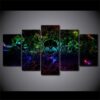 Colorful Skulls Black - Abstract 5 Panel Canvas Art Wall Decor