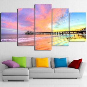 Colorful Sunset 01 - Nature 5 Panel Canvas Art Wall Decor