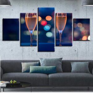 Colorful Wine Glass - Wine 5 Panel Canvas Art Wall Decor