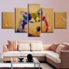 Colorful Wolf Husky - Animal 5 Panel Canvas Art Wall Decor