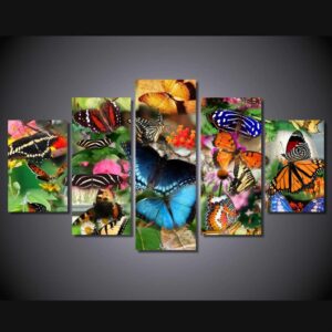 Colorful butterfly 1 - Animal 5 Panel Canvas Art Wall Decor