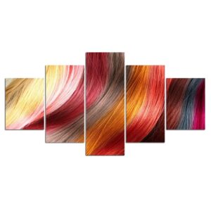 Colorful hair - Abstract 5 Panel Canvas Art Wall Decor
