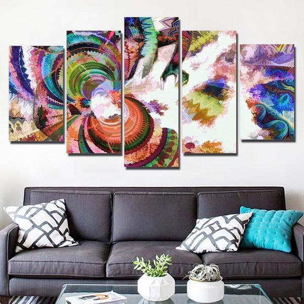 Colorful - Abstract 5 Panel Canvas Art Wall Decor Colorful - Abstract 5 Panel Canvas Art Wall Decor