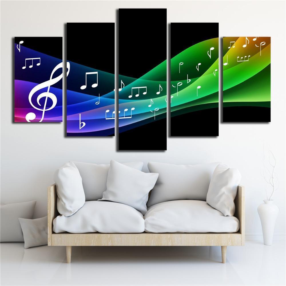 Colorfull Notes Music - 5 Panel Canvas Art Wall Decor Colorfull Notes Music - 5 Panel Canvas Art Wall Decor