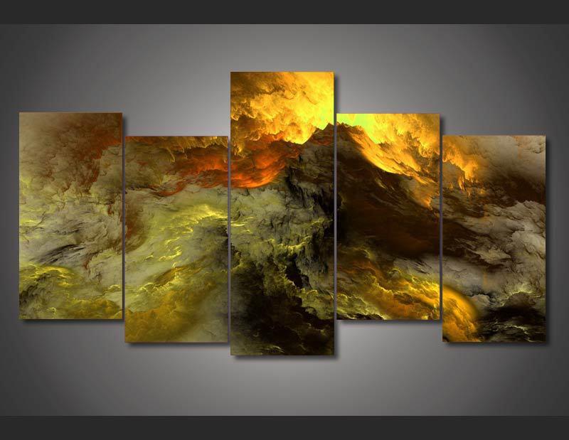 Colors Clouds 2 - Abstract 5 Panel Canvas Art Wall Decor Colors Clouds 2 - Abstract 5 Panel Canvas Art Wall Decor