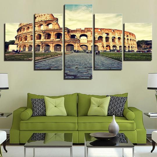 Colosseum Rome Italy 1 - Nature 5 Panel Canvas Art Wall Decor Colosseum Rome Italy 1 - Nature 5 Panel Canvas Art Wall Decor