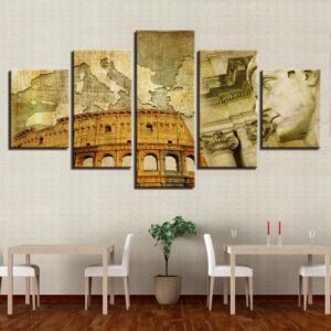 Colosseum Rome Italy - Nature 5 Panel Canvas Art Wall Decor
