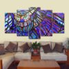 Coloured owl - Abstract 5 Panel Canvas Art Wall Decor
