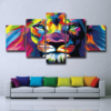 Colourful Abstract Lion King 2 - Abstract Animal 5 Panel Canvas Art Wall Decor