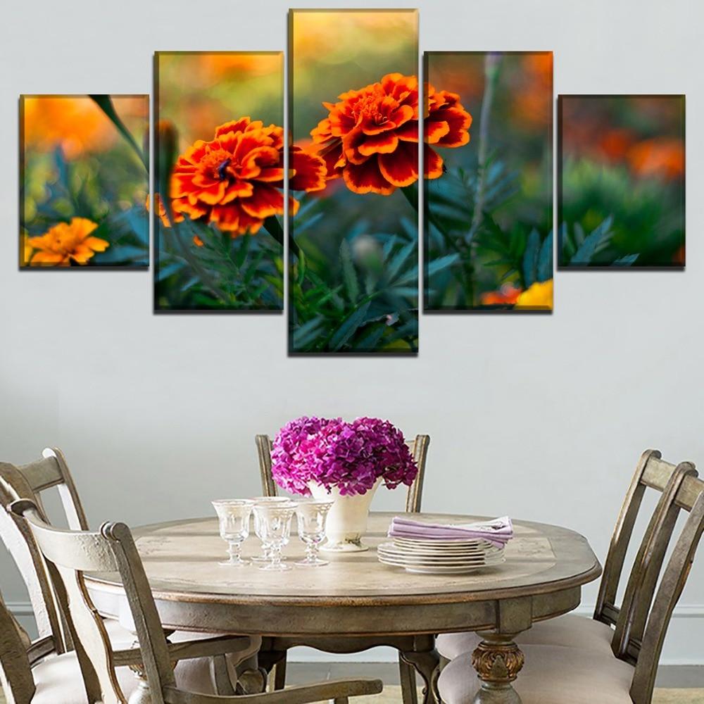 Colourful Flowers 15 - Nature 5 Panel Canvas Art Wall Decor Colourful Flowers 15 - Nature 5 Panel Canvas Art Wall Decor