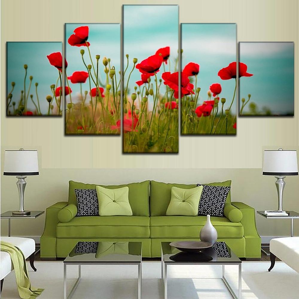 Colourful Flowers 19 - Nature 5 Panel Canvas Art Wall Decor Colourful Flowers 19 - Nature 5 Panel Canvas Art Wall Decor