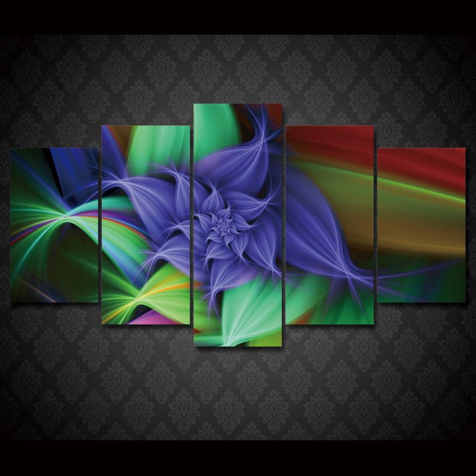Colourful Flowers - Abstract 5 Panel Canvas Art Wall Decor Colourful Flowers - Abstract 5 Panel Canvas Art Wall Decor