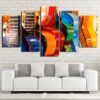Colourful Guitar Musical Instruments - Music 5 Panel Canvas Art Wall Decor