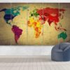 Colourful World Map - World Map 5 Panel Canvas Art Wall Decor