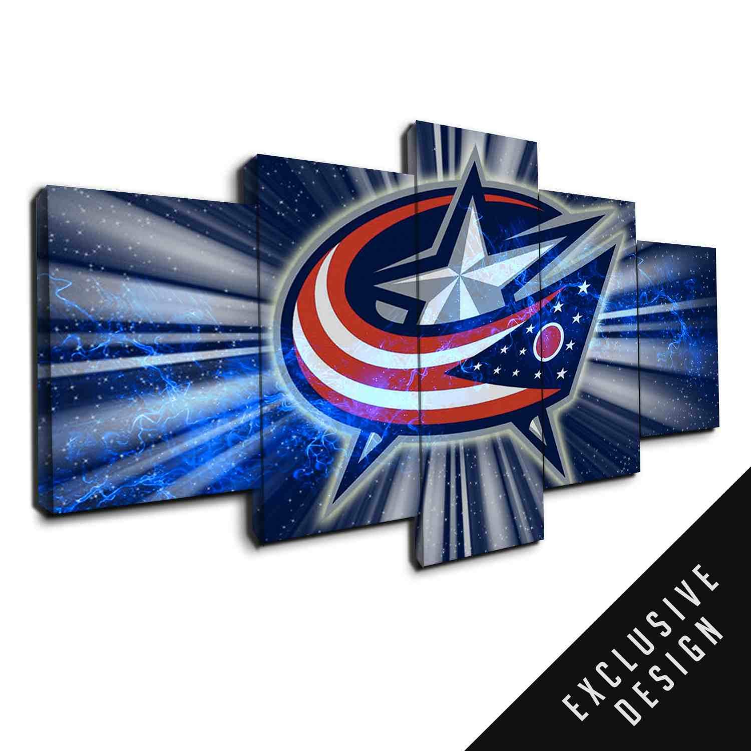 Columbus Blue Jackets Nhl Team Thunderbolt - Sport 5 Panel Canvas Art Wall Decor Columbus Blue Jackets Nhl Team Thunderbolt - Sport 5 Panel Canvas Art Wall Decor