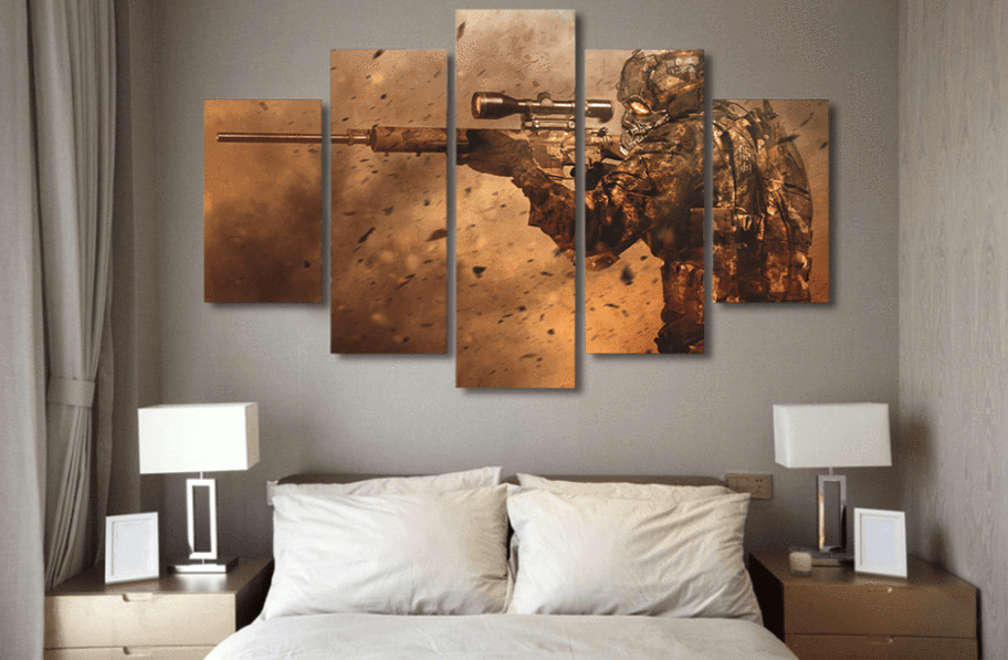 Combat Sniper Shooting - Army 5 Panel Canvas Art Wall Decor Combat Sniper Shooting - Army 5 Panel Canvas Art Wall Decor